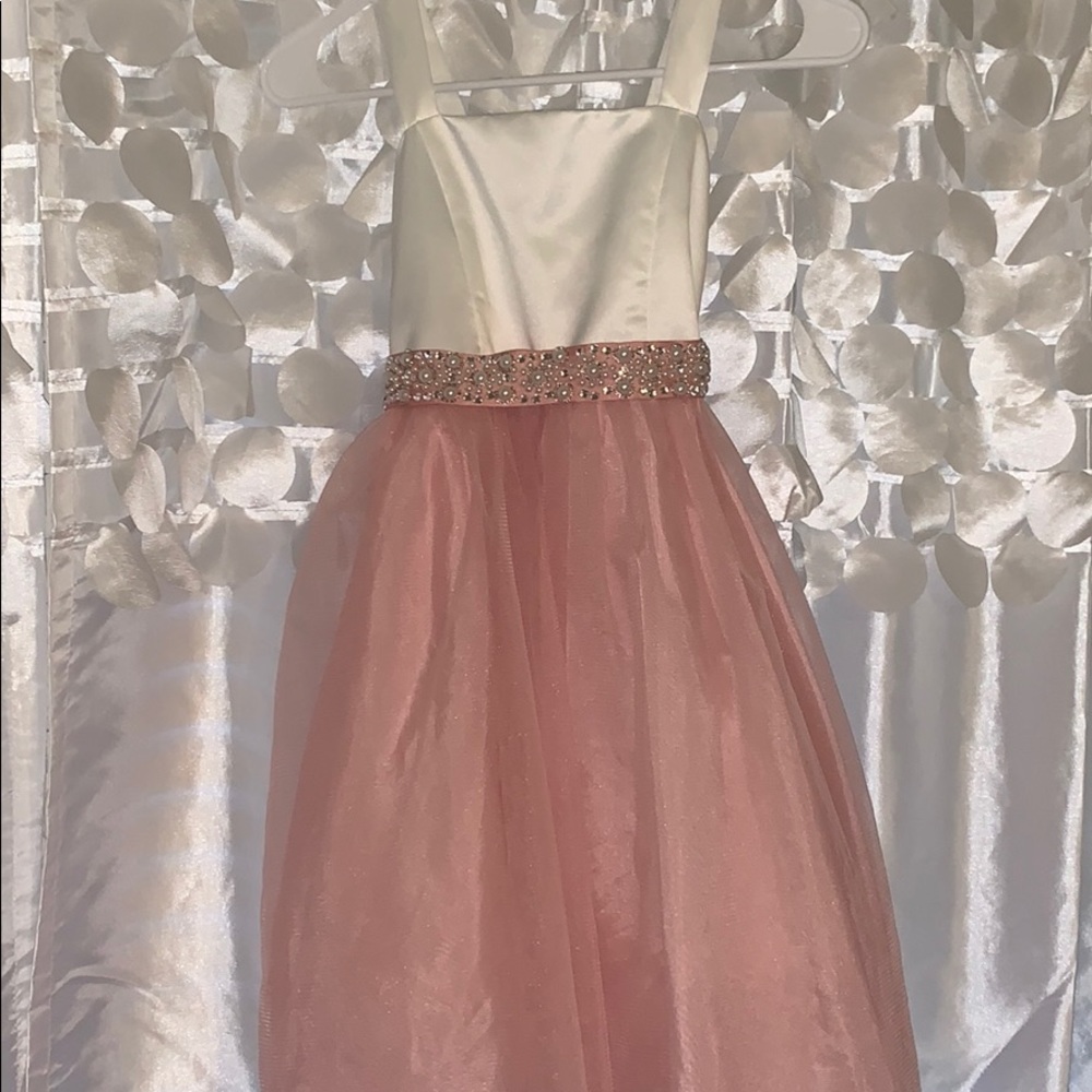 Girls pink and white dress